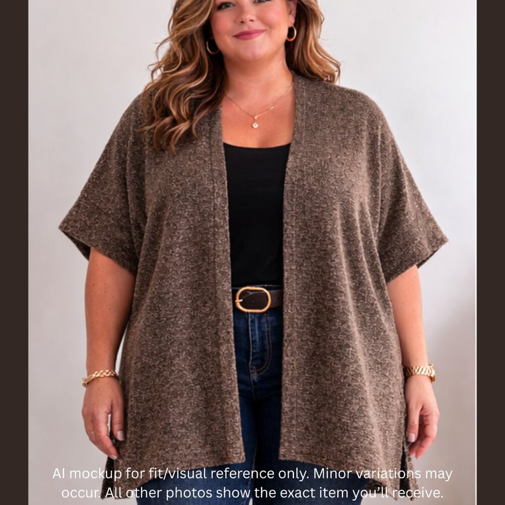 Carole Christian Brown Knit Poncho Cardigan 3XL Open Front Made in USA